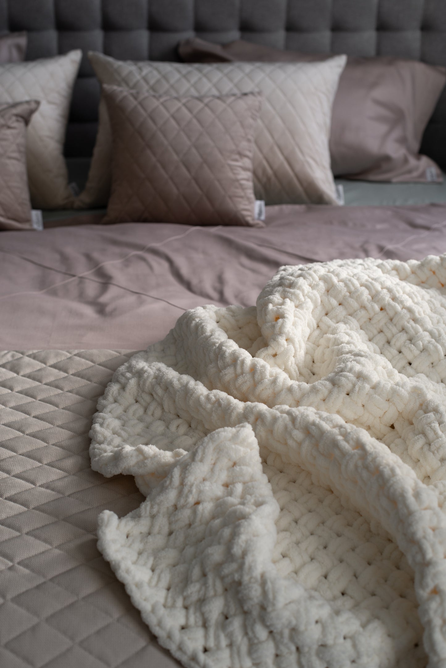 Quilted velvet pillows