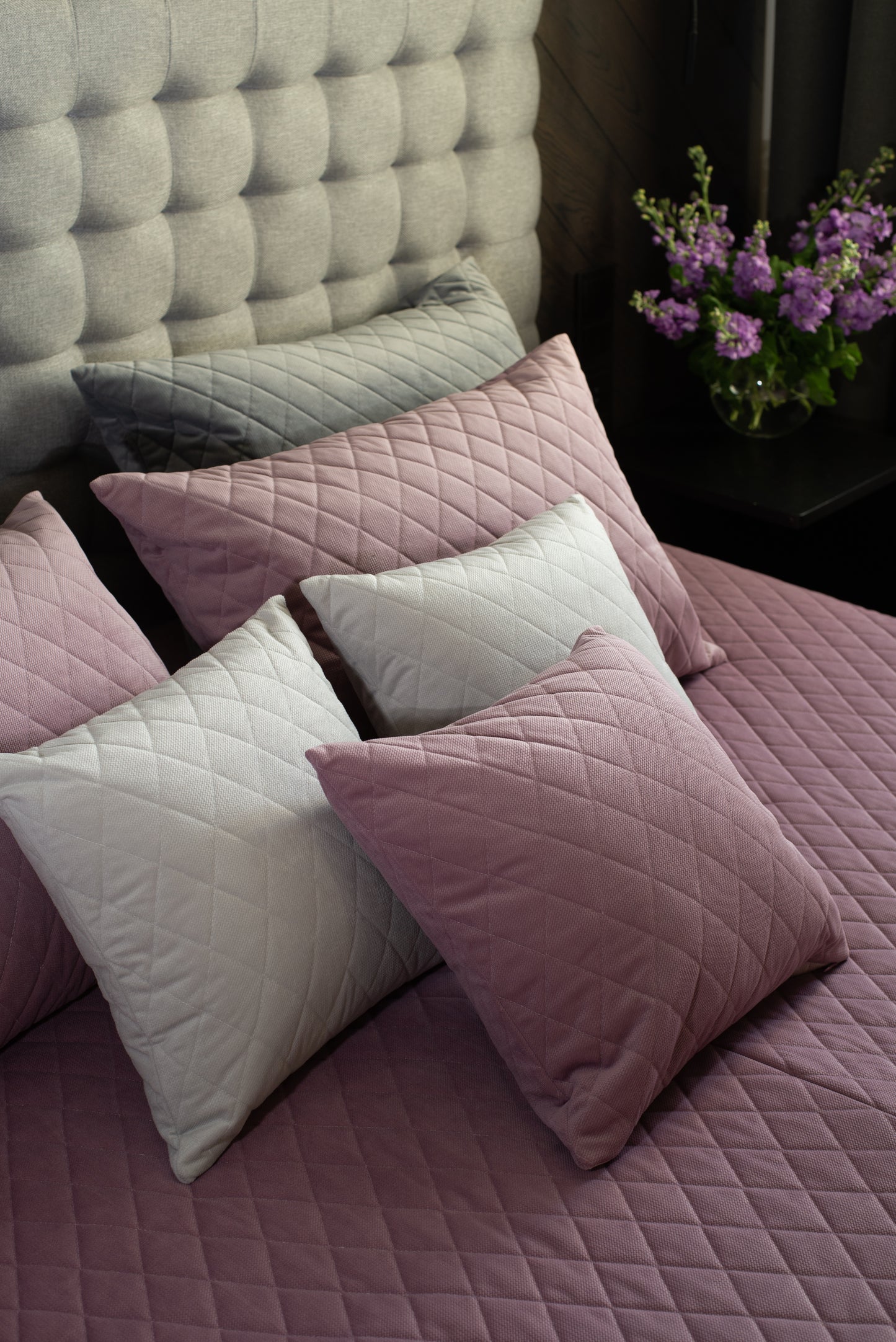 Quilted velvet pillows