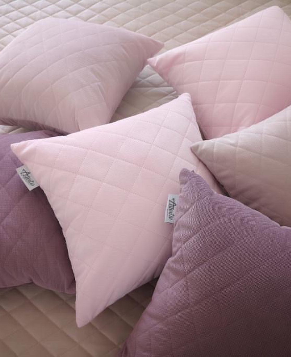 Quilted velvet pillows