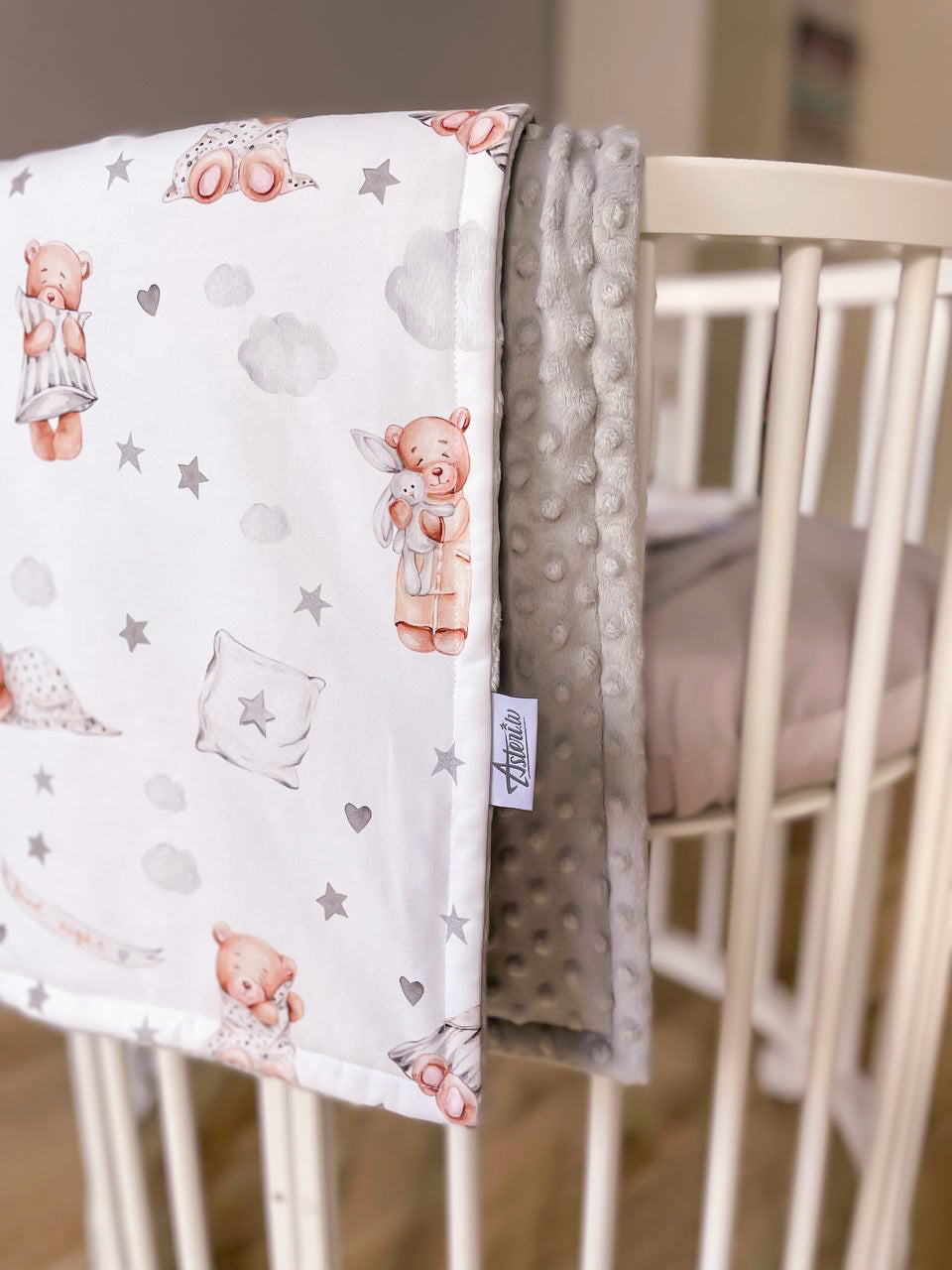 Flīsa un kokvilnas sega bērniem "Sleepy bears"