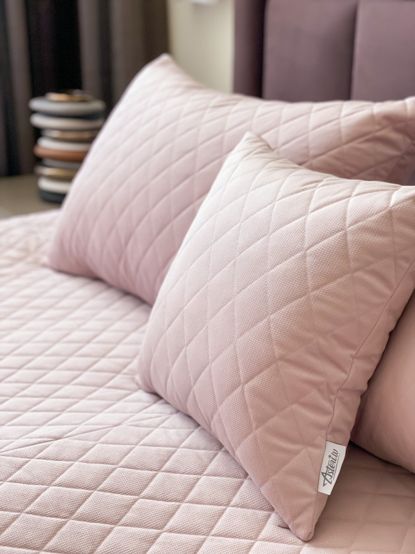 Quilted velvet pillows