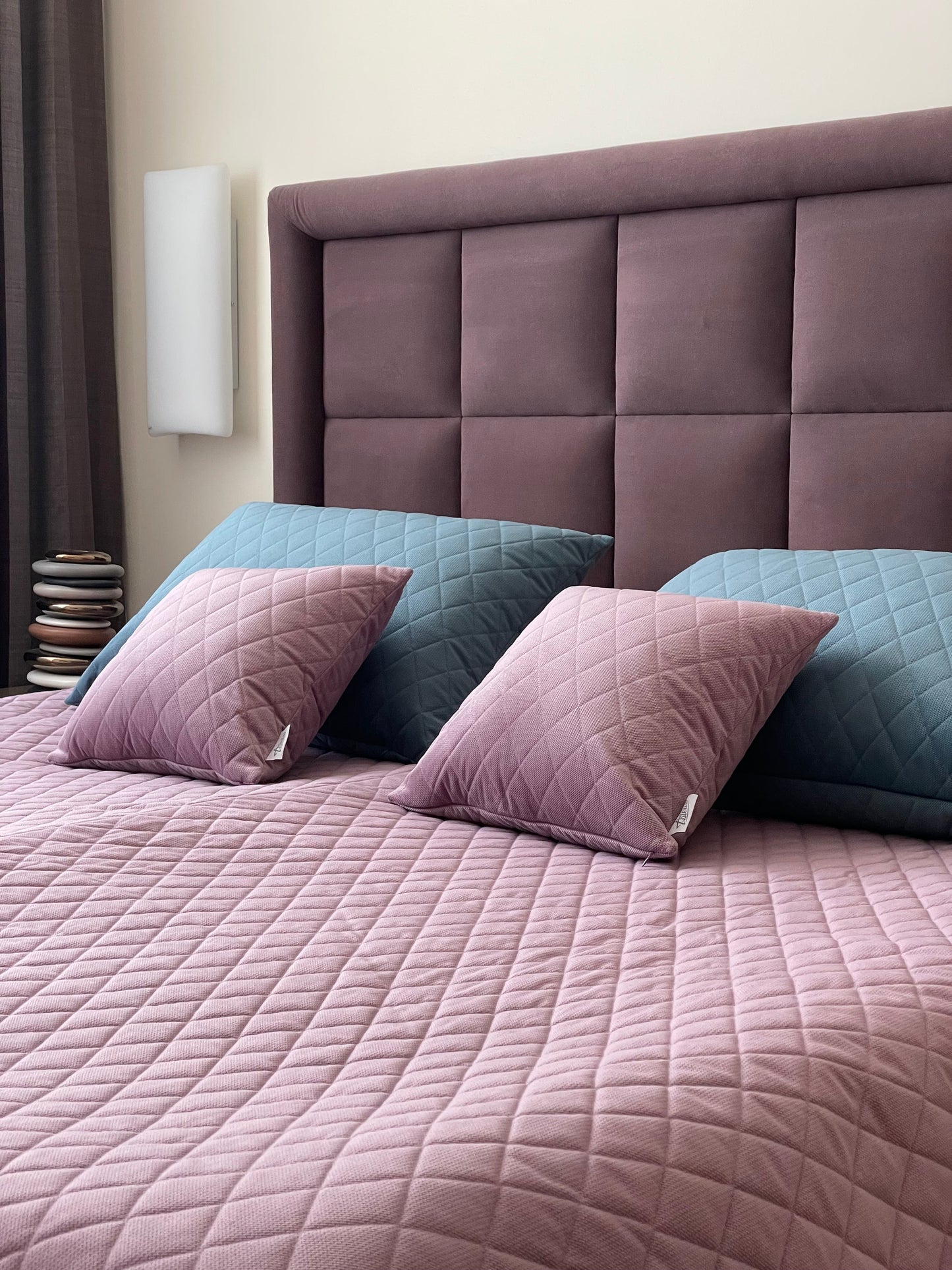 Quilted velvet pillows