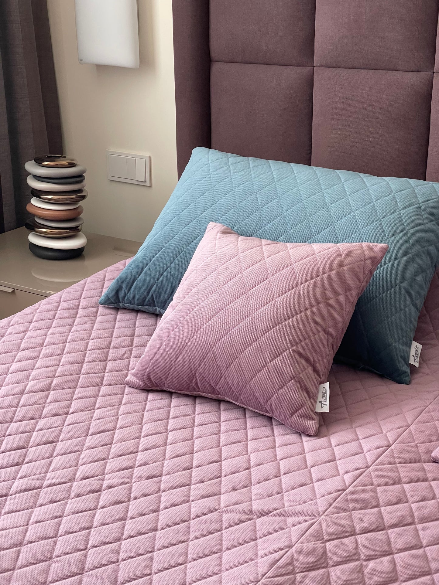 Quilted velvet pillows