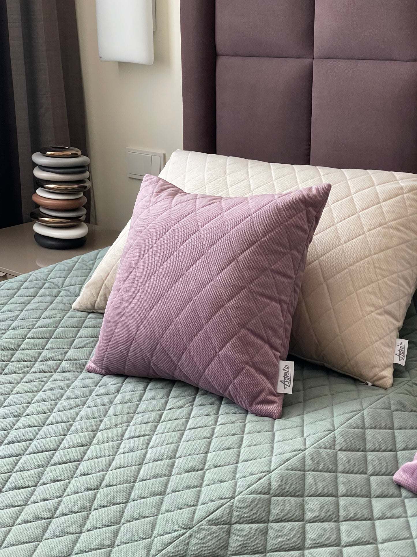 Quilted velvet pillows