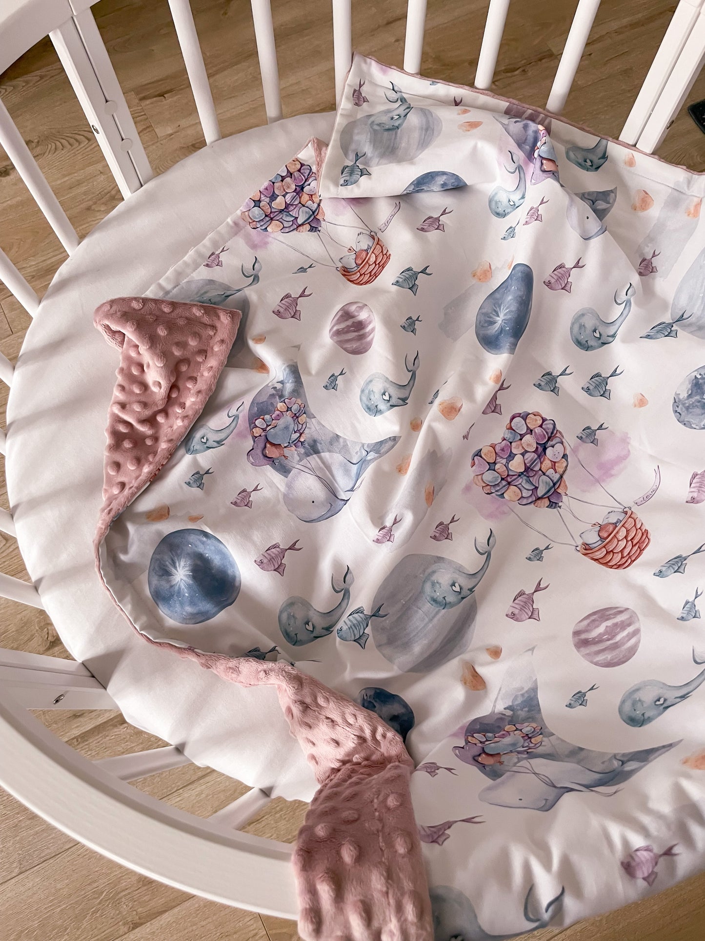 Fleece & Cotton children blanket "Whales in the Sky"